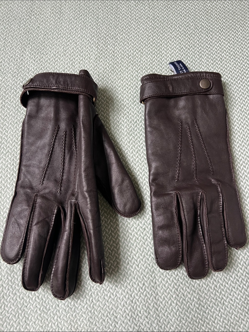 Men's Dark Brown Gloves with Snap Strap - Classic Winter Accessory